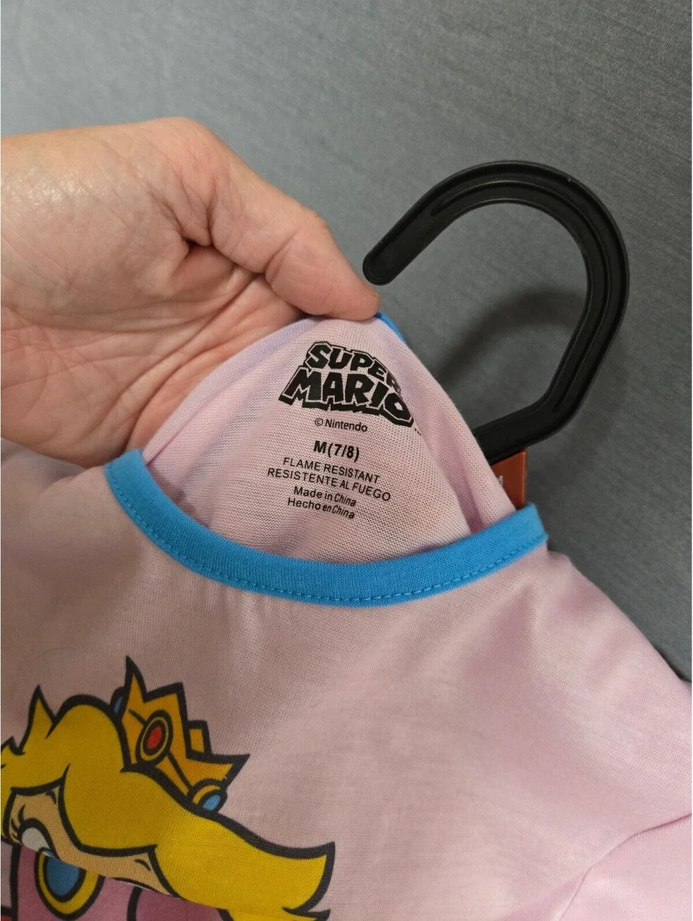 Super Mario Princess Peach Girls Pajama Set Size M 7-8